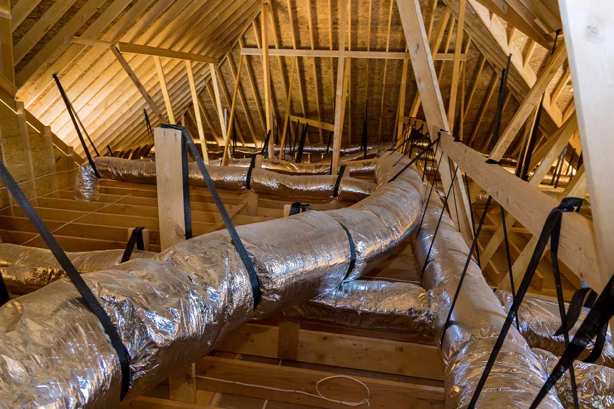 Residential duct work in an attic