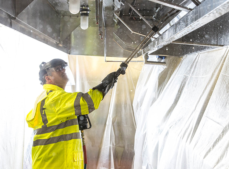 Restaurant kitchen hood cleaning